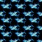 Tuna blue seamless pattern. Realistic style fish on a black background. Watercolor illustration. For printing on fabric