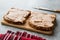 Tuna Cream Paste with Toast Bread on Wooden Board / Creamed Fish Pate.