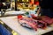 Tuna cutting show traveler at Kuroshio Market