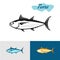 Tuna fish black silhouette with variations