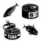 Tuna fish icons set, simple style