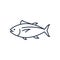 Tuna fish logo icon outline illustration. Salmon tuna fish line icon seafood logo