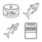 Tuna icon set, outline style