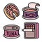 Tuna icons set, outline style