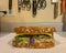 Tuna and muenster cheese sandwich on kitchen counter