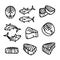 Tuna outline icons set