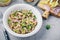 Tuna salad with celery, white beans, red onion and parsley