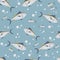 Tuna seamless pattern with bobbles for baby background or wrapping paper and packaging