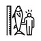 tuna size and fisherman line icon vector illustration