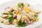 Tuna sweetcorn pasta salad closeup