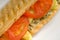 Tuna tomato and cheese grilled panini sandwich
