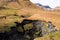 Tundra landscape - Erosion, caused by thawing permafrost ground, one of several results of the global warming