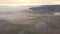 Tundra landscape with from Greenland in the summer month near Ilulissat. West coast. Aerial drone view in beautiful morning