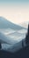 Tundra Minimalist Mountain Landscape In Boho Art Style