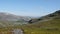 Tundra mountains and sky in summer