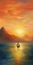 Tundra Painting Of A Boat Sailed To The Horizon At Sunset
