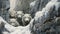 Tundra Wolves: Hyperrealistic Painting Of Serene White Wolves In A Snowy Canyon