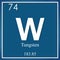 Tungsten chemical element, blue square symbol