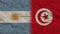 Tunisia and Argentina Flags Together, Crumpled Paper Effect 3D Illustration