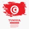 Tunisia Flag with Brush Strokes.