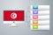Tunisia Flag with Infographic Design Incorporate with Computer Monitor