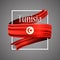 Tunisia flag. Official national colors. Tunisian 3d realistic stripe ribbon. Vector icon sign background.