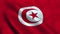 Tunisia flag waving in the wind. National flag Republic of Tunisia