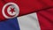 Tunisia and France Flags, Breaking News, Political Diplomacy Crisis Concept