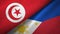 Tunisia and Philippines two flags textile cloth, fabric texture