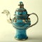 Tunisian blue silver teapot