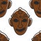 Tunisian mask museum relic or tribal totem seamless pattern