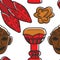 Tunisian symbols seamless pattern ethnic attributes and culture