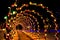 Tunnel of arched Christmas lights