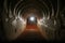 Tunnel background and business concept. tunnel with old brick. the end of tunnel and concept business successfully. mystery tunnel