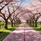 Tunnel of Blossoming Japanese Cherry Trees