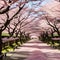 Tunnel of Blossoming Japanese Cherry Trees