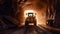 Tunnel Excavator to drill a road through the mountains. road construction. Generative Ai