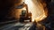 Tunnel Excavator to drill a road through the mountains. road construction. Generative Ai