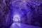 A tunnel full of purple lights