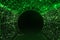 tunnel and illuminations of green white on a black dark background. New Year\\\'s Eve Christmas. Photoona festive atmosphere