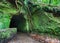 Tunnel in Madeira on walk hiking trail, Levada Caldeirao Verde