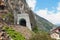 Tunnel in mountains. Vernayaz, Martigny, Switzerland