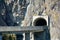 Tunnel near hydropower construction, waterworks Dam Vidrau on Transfagarash highway in Romania. Dam and reservoir on Lake Vidraru