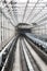 Tunnel with railways in Tokyo. Perspective.