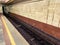 Tunnel in the subway for the movement of high-speed trains. rails and separators on the tracks are installed in the subway. public