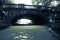 Tunnel under the bridge in dark green vintage style, Central Park