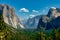 Tunnel view of the Yosemite National Park, Beautiful forrest landscape with blue sky background