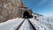 Tunnels and bridges winter circum-Baikal railway at the foot of the mountains on the coast of Lake Baikal, Siberia