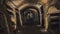 Tunnels of catacombs underground with burial holes
