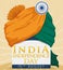 Turban with Greeting Message to Celebrate Independence Day of India, Vector Illustration